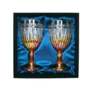 Подарочный набор для игристого 2 бокала AmiroTrend ABW-506 blue gradient gold