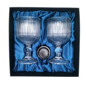 Подарочный набор для вина 2 бокала, вакуумная пробка AmiroTrend ABW-501 blue crystal