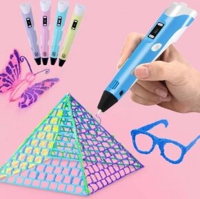 3D ручка 3Dpen-2 для создания объемных изображений с LCD-дисплеем 1 рулон ABS-пластика в комплекте, набор для детей