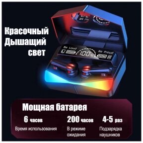 Беспроводные игровые наушники М28 Play Games, PowerBank, Bluetooth 5.1 , сенсорное управление в зарядном кейсе (функция