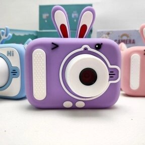 Детский цифровой мини фотоаппарат Childrens fun Camera (экран 2 дюйма, фото, видео, 5 встроенных игр) Фиолетовый зайка
