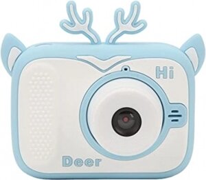 Детский цифровой мини фотоаппарат Childrens fun Camera (экран 2 дюйма, фото, видео, 5 встроенных игр) Голубой олененок