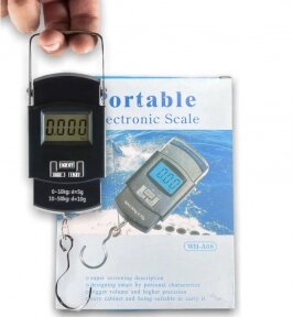 Электронные весы - кантер Portable Electronic Scale WH-A08 до 50 кг. Карманные весы - безмен черные