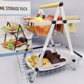Корзина для хранения фруктов, овощей, посуды Home storage rack / фруктовница / хлебница / органайзер двухъярусный