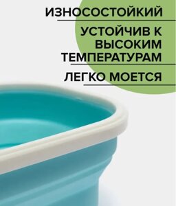 Ланч-бокс складной силиконовый с столовыми приборами, 1 отделение 800 мл. Зеленый