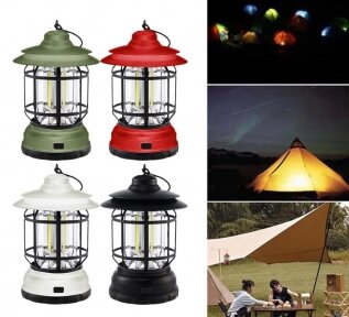 Многофункциональный подвесной походный фонарь в стиле ретро Camping Lamp Белый