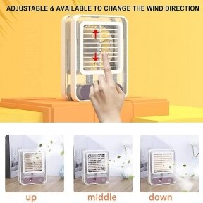 Настольный мини - вентилятор - увлажнитель Light air conditioning MINI FAN беспроводной / Кондиционер 2в1 увлажнение и