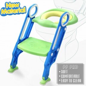 Детское сиденье накладка на унитаз с лестницей Potty Training Seat/ мягкое сидение Синий