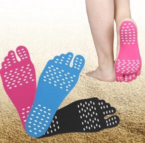 Наклейки на ступни ног 1 пара для пляжа, бассейна / Против песка и скольжения S синий