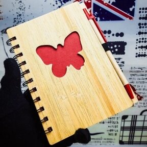 Набор канцелярский: блокнот на спирали и ручка, ECO (12,0х16,0 см, 70 листов) Бабочка красная