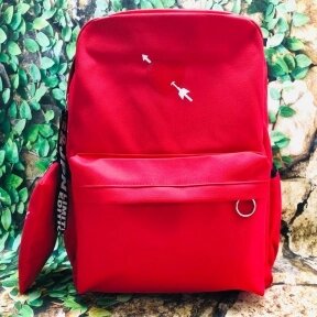Рюкзак городской LONDON Wu Hao Long (школьный) с принтом. Оригинал Красный LOVE 80.90. с косметичкой в комплекте