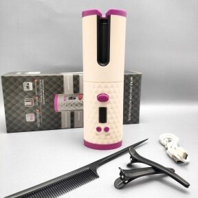 Беспроводные Бигуди Сordless automatic стайлер для завивки волос Нежно розовый/фуксия