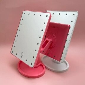 АКЦИЯ Безупречное зеркало с подсветкой Lange Led Mirror Black/White/Pink Розовое, батарейка