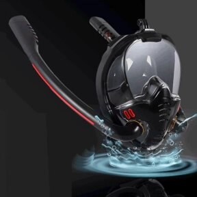New Маска для снорклинга с двумя трубками К3-Double / Полнолицевая маска для плавания с креплением для экшн камеры и