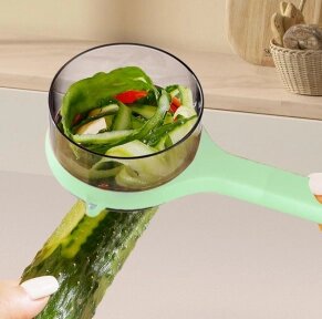 Овощечистка слайсер для чистки овощей с контейнером Splash Proof Knife / Нож - овощечистка Зеленый