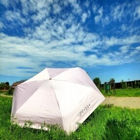 Мини - зонт карманный полуавтомат, 2 сложения, купол 95 см, 6 спиц, UPF 50 / Защита от солнца и дождя Розовый