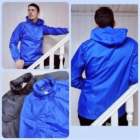 Ветровка/ куртка спортивная водоотталкивающая Superdry с потайным капюшоном Синяя