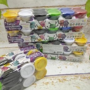 АКЦИЯ Слип - пак Genio Kids: Набор для детской лепки со штампами ТА1009ВР Тесто-пластилин 6 цветов , 6 цветов х 4 шт.