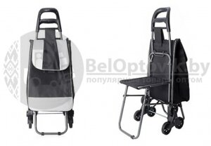 Сумка-тележка хозяйственная с тройными колесами со стульчиком (до 80кг) для покупок. Легко катить по прямой дороге и по