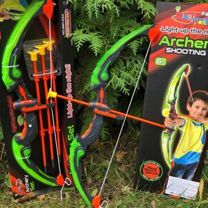 Игровой набор: Светящийся лук и стрелы на присосках Archery Set 881-23A, 6+ Зеленый