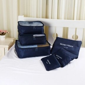 Набор дорожных сумок для путешествий Laundry Pouch, 6 шт Темно-синий