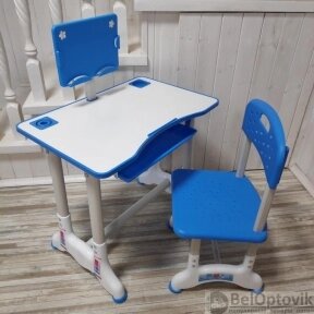 УЦЕНКА Растущая парта (стол) и растущий стул для дошкольника (подставка для книг, полка для канцтоваров) Голубая