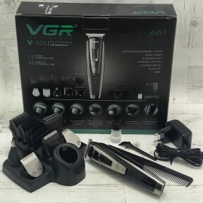 Универсальный набор 6в1 для стрижки волос и бритья VGR V-025, зарядная док-станция