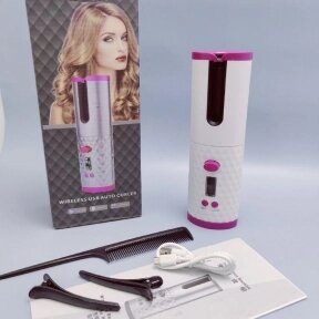 Беспроводные Бигуди Сordless automatic стайлер для завивки волос Белый / розовый