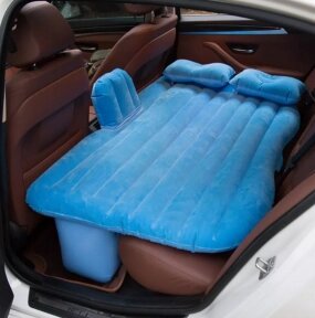 Надувной матрас в машину на заднее сиденье Car Travel Bed 136х80х10 см/Матрас для автомобиля/Насос в комплекте Синий