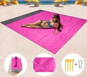 Пляжный водоотталкивающий коврик 200х140 см. Покрывало - подстилка для пляжа и пикника анти-песок Розовый