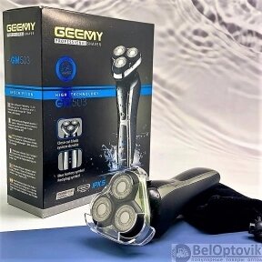 Портативная мужская электробритва Geemy GM-503, 3 независимые плавающие головки, индикатор зарядки аккумулятора