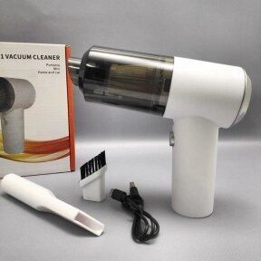 Портативный вакуумный мини пылесос для авто и дома 2 in 1 Vacuum Cleaner (2 насадки, черный)