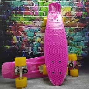 Скейтборд Пенни Борд (Penny Board) однотонный, матовые колеса 2 дюйма (цвет микс), до 60 кг. Розовый