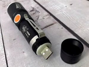 Светодиодный фонарь YYC-616-T6 с встроенным литиевым аккумулятором / USB-зарядка, ZOOM увеличение свечения / 3 режима