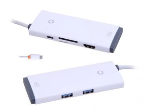 Хаб USB baseus lite series 6-port type-C HUB type-C - HDMI+2xusb 3.0+PD+SD/TF white WKQX050102