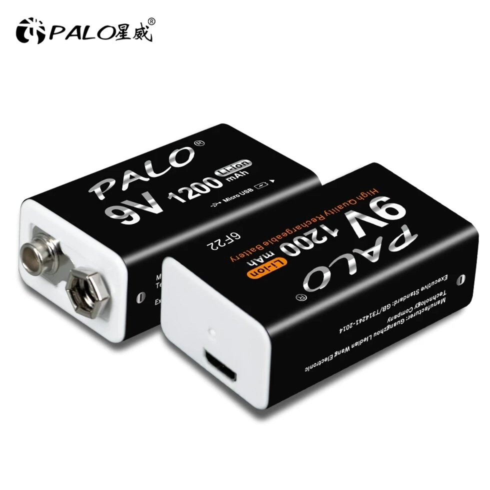 Аккумуляторная батарея Крона PALO 1200mAh 9V с micro USB портом 1шт от компании Sale Market - Магазин крутых цен! - фото 1