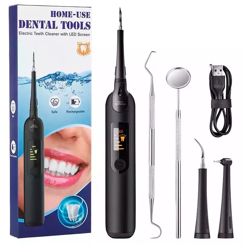 Электрический ультразвуковой прибор для чистки зубов с 2 сменными насадками Dental Tools ##от компании## Sale Market - Магазин крутых цен! - ##фото## 1