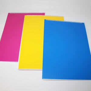 Скетчбук А3 60 листов на гребне (розовый, жёлтый, синий)