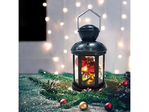 Декоративный фонарь с шариками 12х12х20,6 см, черный корпус, теплый белый цвет свечения NEON-NIGHT (Применяется для