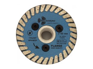 Алмазный диск 65мм М14 по керамике Turbo hot press (с фланцем под УШМ) (Trio-Diamond)