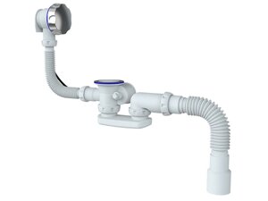 Сифон для ванны и глубокого поддона автомат с переливом и гибким соединением д. 40х 40/50, Unicorn (Сифон 1 1/2" для