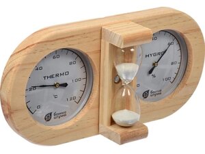 Термометр с гигрометром Банная станция с песочными часами, "Банные штучки" (БАННЫЕ ШТУЧКИ)