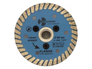Алмазный диск 80мм М14 по керамике Turbo hot press (с фланцем под УШМ) (Trio-Diamond)