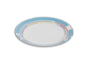Тарелка десертная керамическая, 199 мм, круглая, серия Самсун, голубая полоска, PERFECTO LINEA (Супер цена!)
