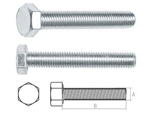 Болт М14х80 мм шестигр., цинк, кл. пр. 5.8, DIN 933 (25 кг) (STARFIX)