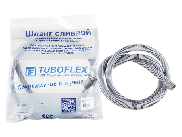 Шланг сливной М для стиральной машины в упаковке (евро слот) 2,5 м, TUBOFLEX от компании Деком: надежный инструмент с доставкой по Беларуси - фото 1