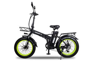 Электровелосипед MINAKO F10 Чёрный с салатовыми ободами