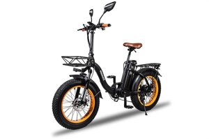 Электровелосипед MINAKO F11 Чёрный с оранжевыми колёсами