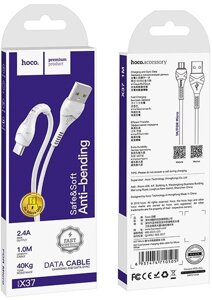 Белый кабель HOCO X37 USB-micro USB 1метр, 2,4а
