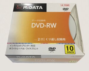 Компакт - диски DVD-RW Printable + slim box white (RIDATA) - 10 штук в упаковке